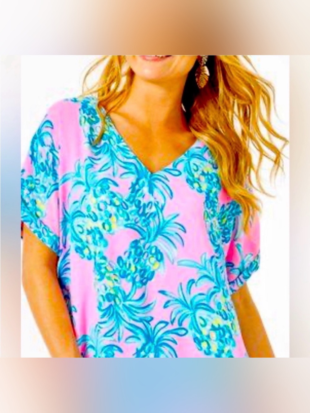 Perfect Lilly Pulitzer Casden Top Pelican Pink Lined Oversized FLowy small